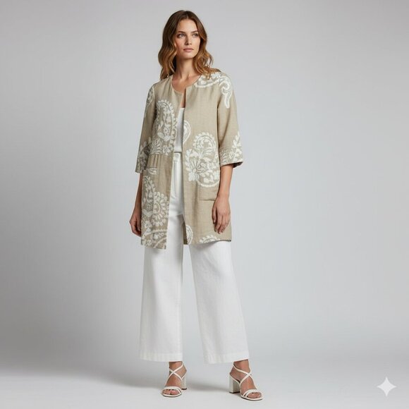 Chico’s Linen Paisley Print Jacket - Picture 2 of 9